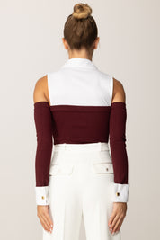 Elisabetta Franchi Body In Maglia con Inserto Camicia BK74T56E2 ROUGE NOIR/BIANCO