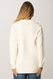 Elisabetta Franchi Maglia Over In Misto Lana con Cinturino Gioiello MK06S56E2 MILK