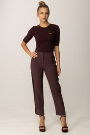 Elisabetta Franchi Maglia a Costine con Maniche Corte MK10B56E2 MERLOT