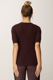 Elisabetta Franchi Maglia a Costine con Maniche Corte MK10B56E2 MERLOT