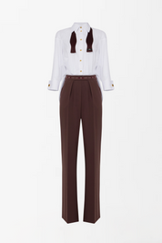 Elisabetta Franchi Tuta In Popeline e Crêpe Leggero TU05656E2 BIANCO/MERLOT