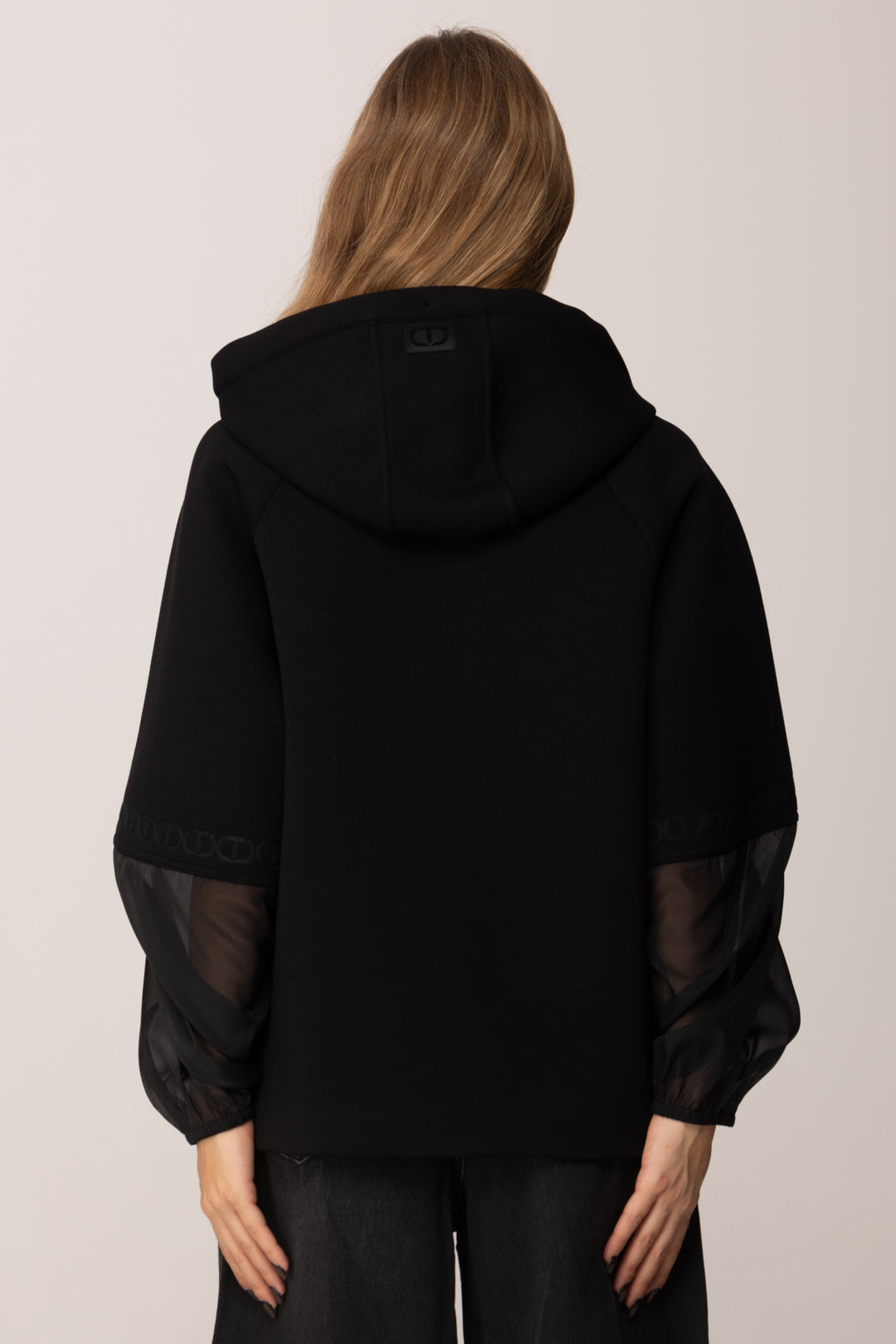 Twin-set Felpa In Tessuto Scuba con Organza 252TP2194 NERO
