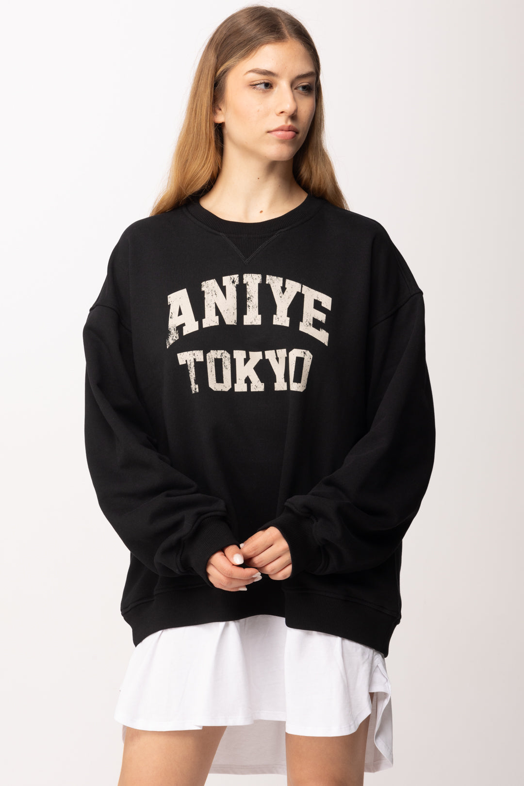 Aniye By Felpa Over con Inserto Camicia BLACK PE26