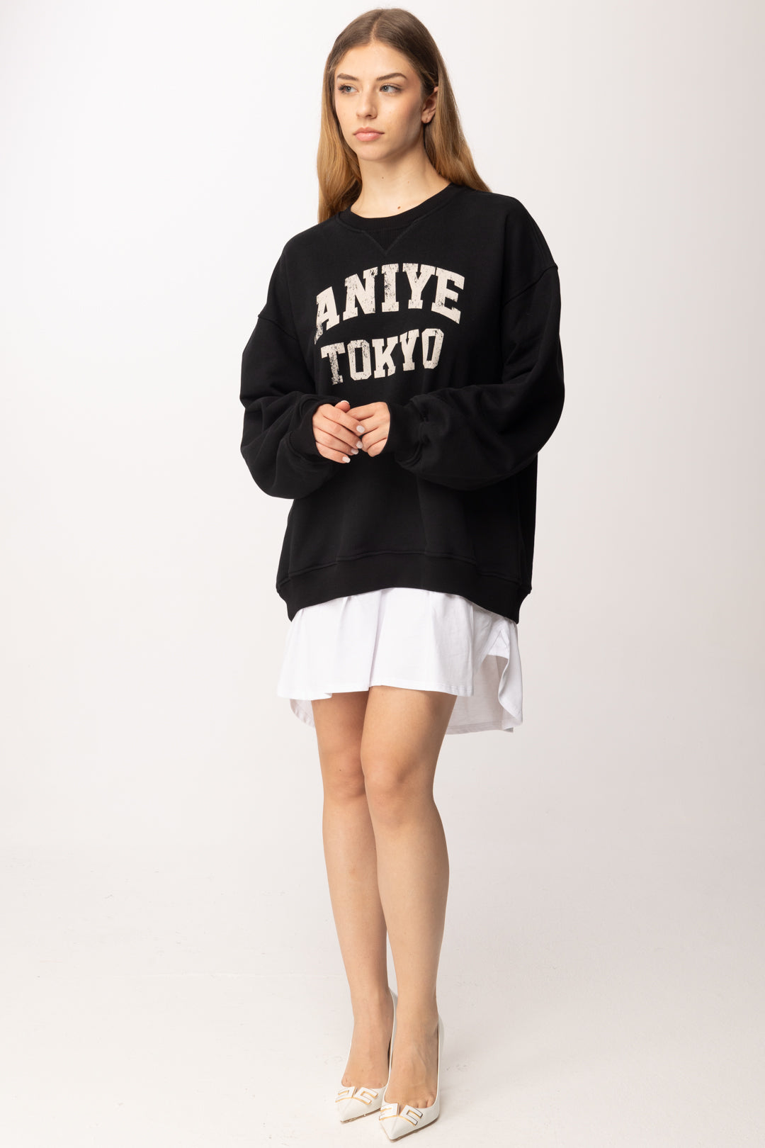 Aniye By Felpa Over con Inserto Camicia BLACK PE26