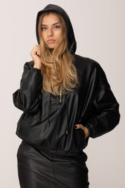 Elisabetta Franchi Felpa Over con Texture Nappata MD01258E2 NERO