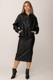 Elisabetta Franchi Felpa Over con Texture Nappata MD01258E2 NERO