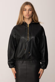 Elisabetta Franchi Felpa Over con Texture Nappata MD01258E2 NERO