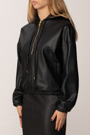 Elisabetta Franchi Felpa Over con Texture Nappata MD01258E2 NERO