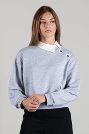 Elisabetta Franchi Bambina Felpa con Inserto Camicia e Bottoni Logo EFFE182CFF017
