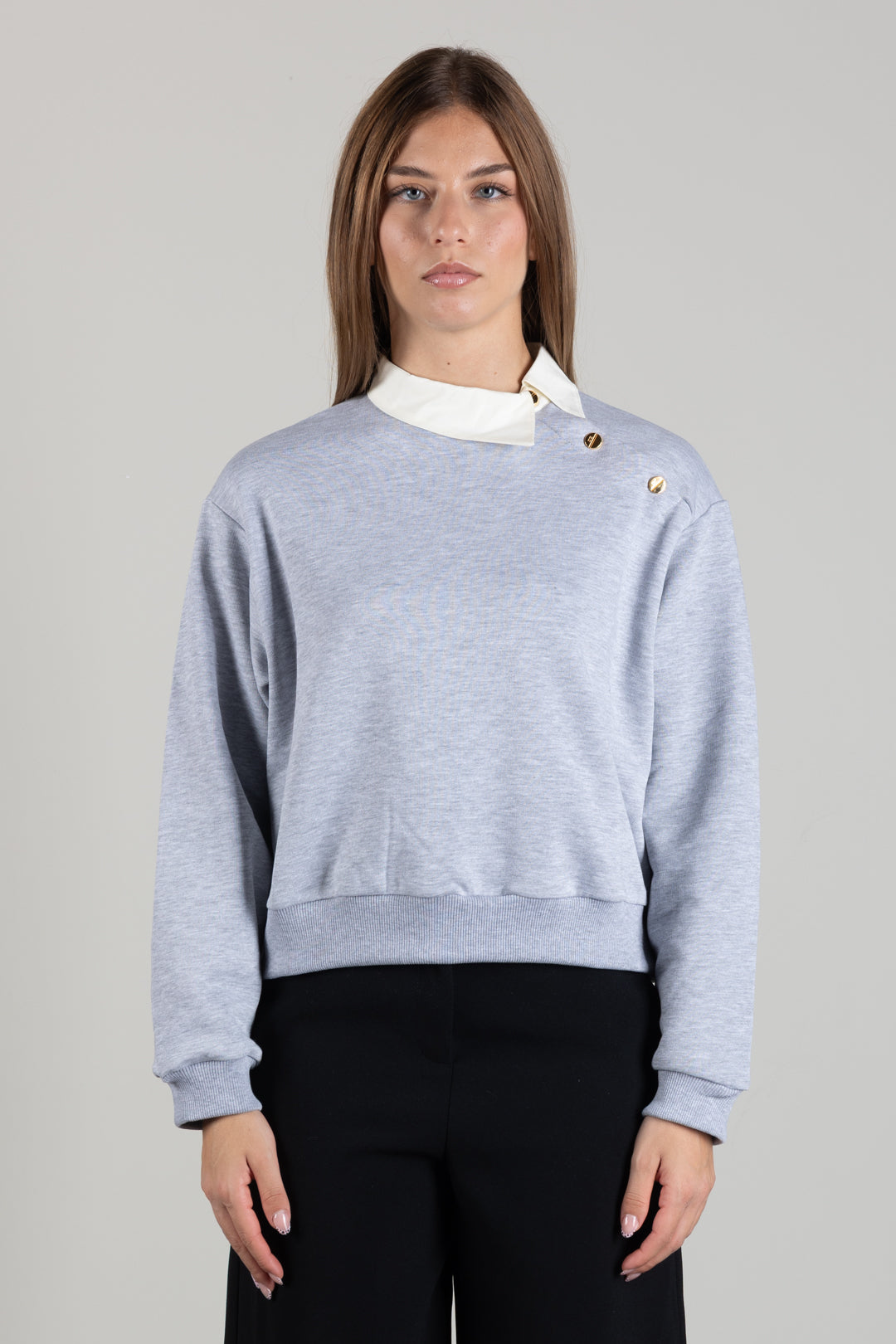 Elisabetta Franchi Bambina Felpa con Inserto Camicia e Bottoni Logo EFFE182CFF017