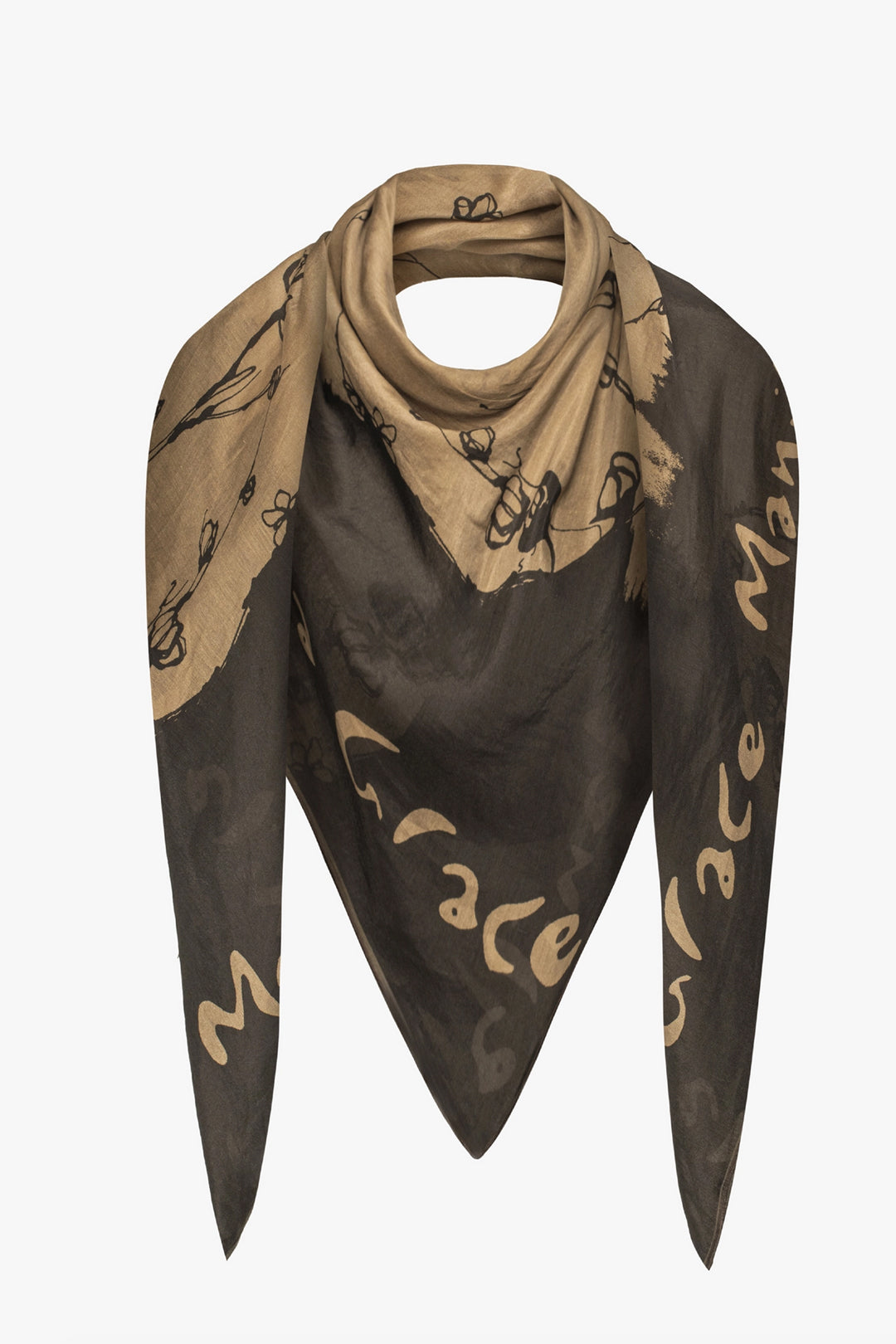 Manila Grace Foulard Signature Manila Grace In Cotone e Seta F613CS MILITARE