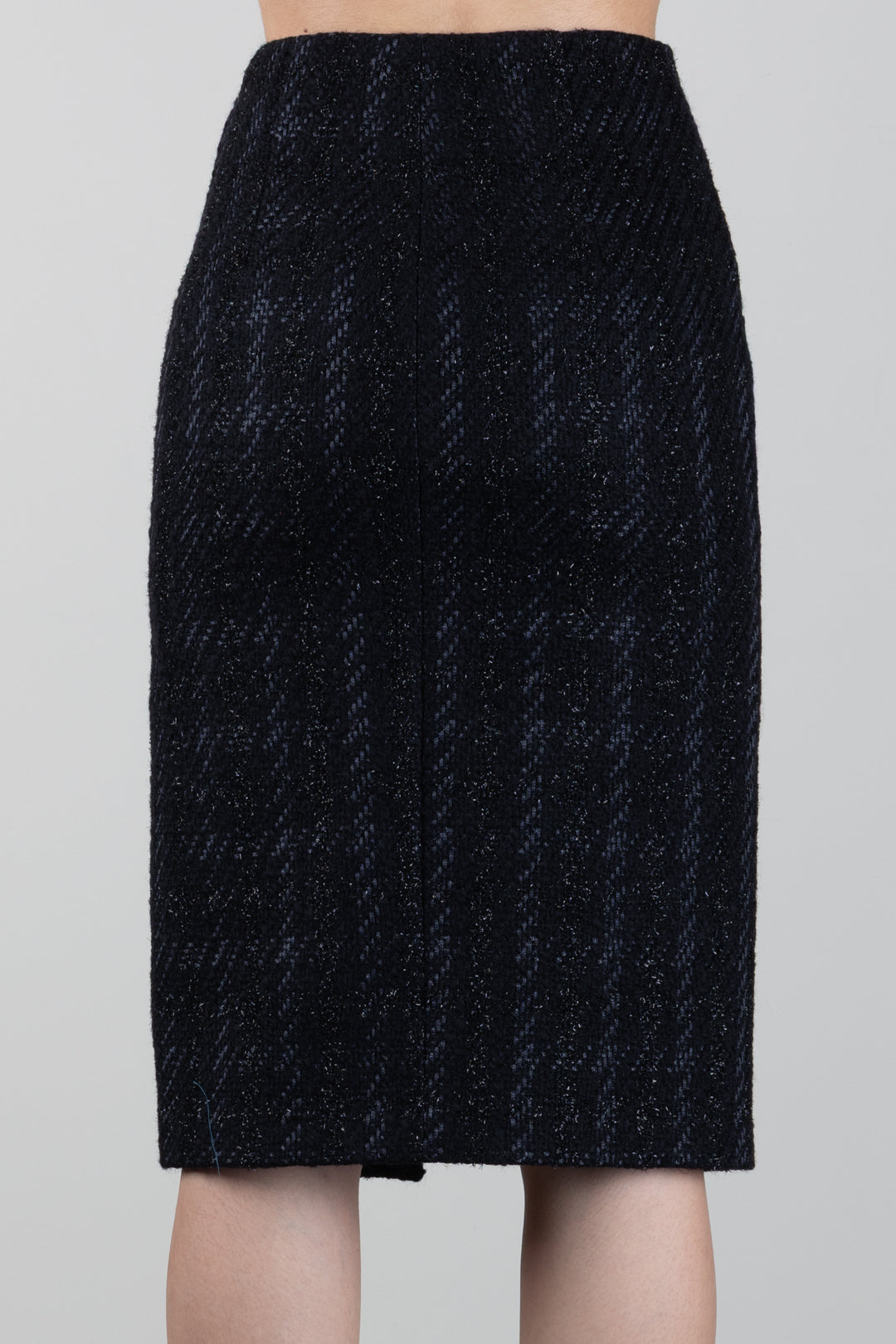 Falda midi de tubo de tweed con abertura delantera