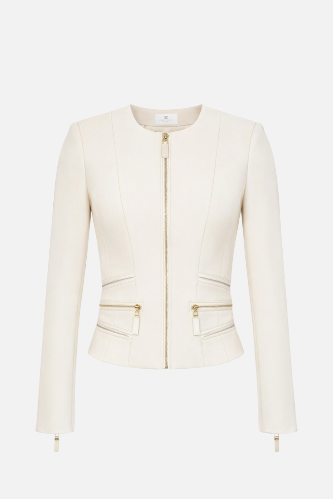 Elisabetta Franchi Giacca Aderente In Doppio Crepe con Zip GI17356E2 MILK
