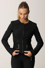 Elisabetta Franchi Giacca Aderente In Doppio Crepe con Zip GI17356E2 NERO