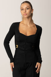 Elisabetta Franchi Giacca Corsetteria In Tessuto Bielastico GI16056E2 NERO