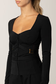 Elisabetta Franchi Giacca Corsetteria In Tessuto Bielastico GI16056E2 NERO