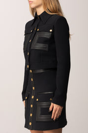 Elisabetta Franchi Giacca Crop con Maxi Logo Embossed GI15957E2 NERO