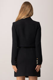 Elisabetta Franchi Giacca Crop con Maxi Logo Embossed GI15957E2 NERO