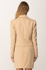 Elisabetta Franchi Giacca Doppiopetto Corta In Misto Lana GI16856E2 HONEY