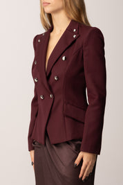 Elisabetta Franchi Giacca Doppiopetto In Gabardina Di Misto Lana GI16256E2 MERLOT