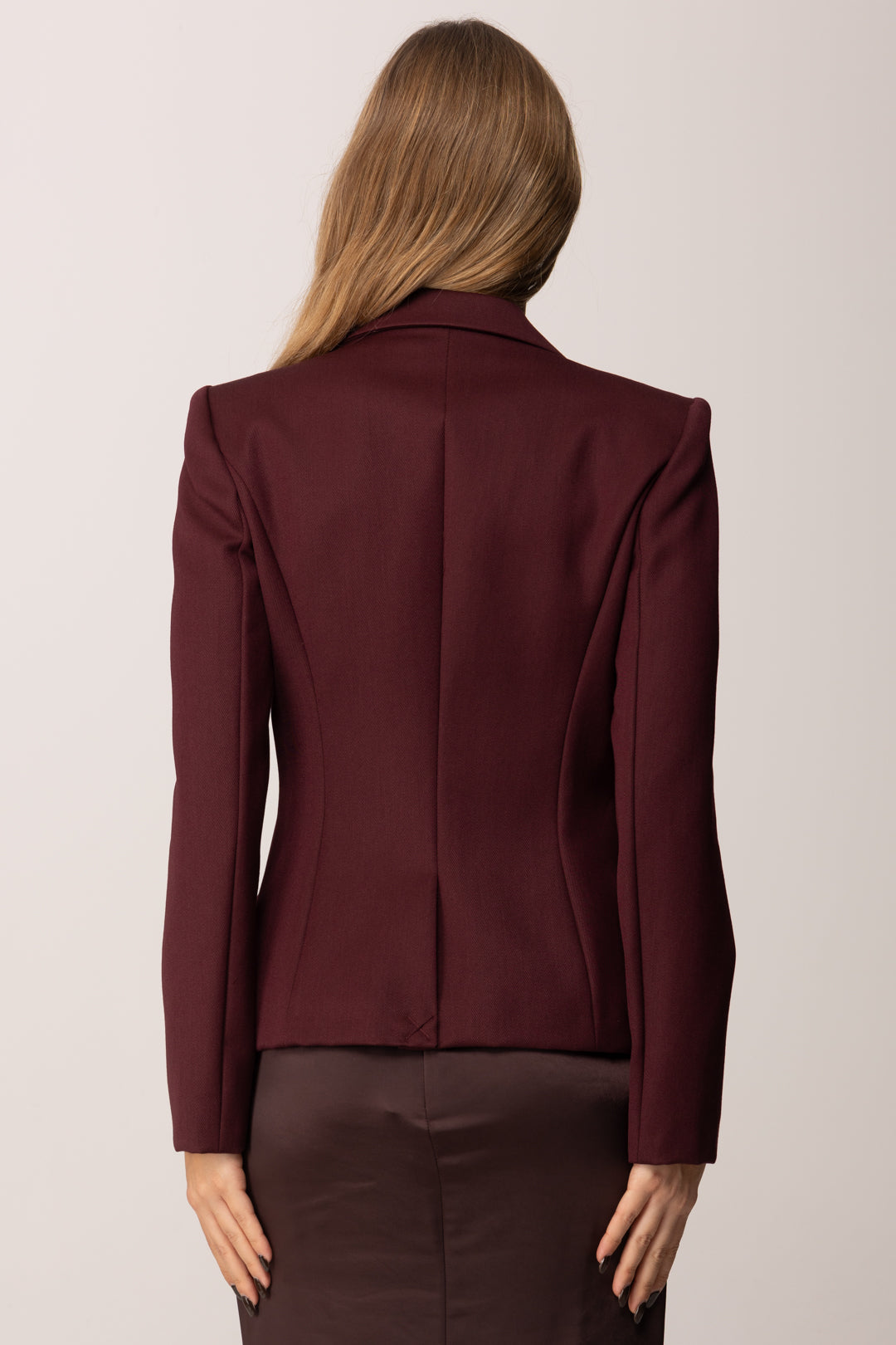 Elisabetta Franchi Giacca Doppiopetto In Gabardina Di Misto Lana GI16256E2 MERLOT