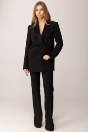 Elisabetta Franchi Giacca Doppiopetto con Dettagli In Raso NERO GI19658E2