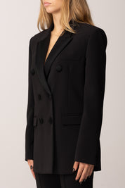 Elisabetta Franchi Giacca Doppiopetto con Dettagli In Raso NERO GI19658E2