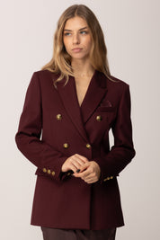 Elisabetta Franchi Giacca Doppiopetto con Taschino e Pochette GI18957E2 MERLOT