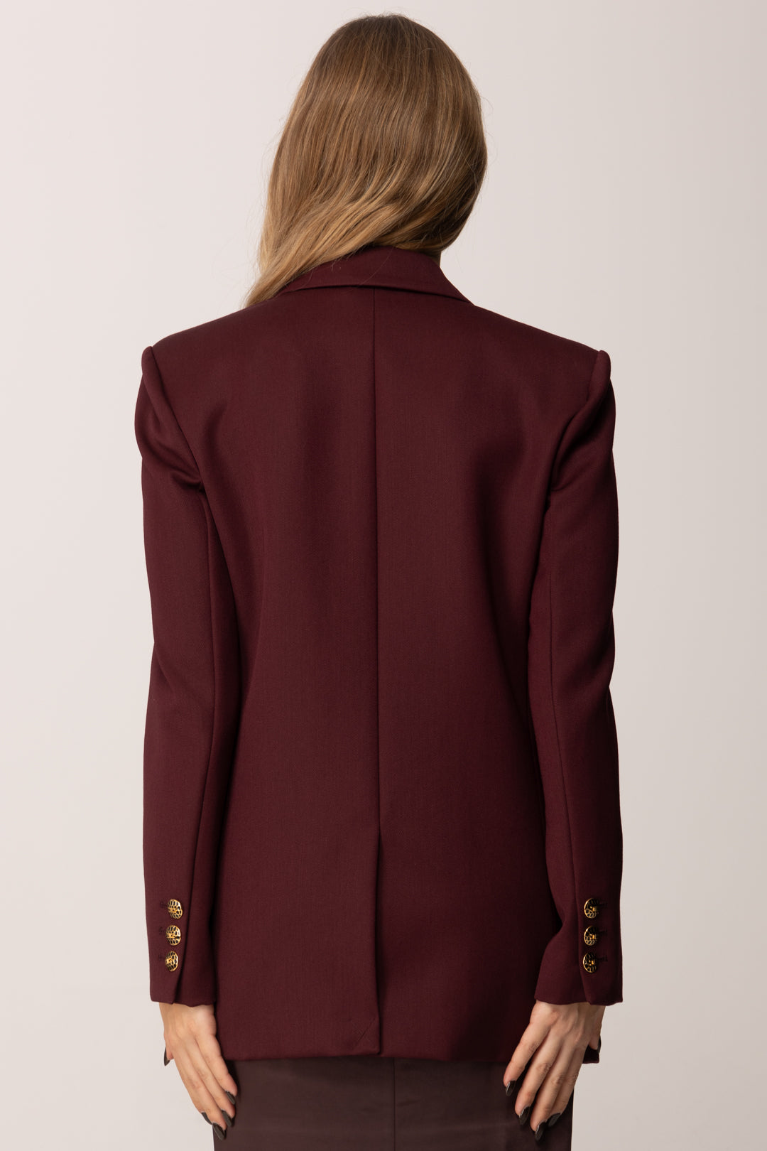 Elisabetta Franchi Giacca Doppiopetto con Taschino e Pochette GI18957E2 MERLOT