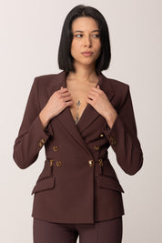 Elisabetta Franchi Giacca Doppiopetto con Zip Ai Fianchi GI17256E2 MERLOT