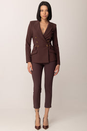 Elisabetta Franchi Giacca Doppiopetto con Zip Ai Fianchi GI17256E2 MERLOT