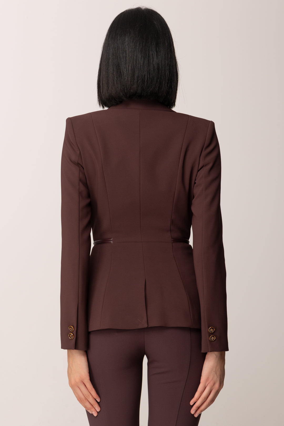 Elisabetta Franchi Giacca Doppiopetto con Zip Ai Fianchi GI17256E2 MERLOT