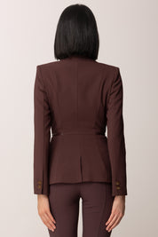 Elisabetta Franchi Giacca Doppiopetto con Zip Ai Fianchi GI17256E2 MERLOT