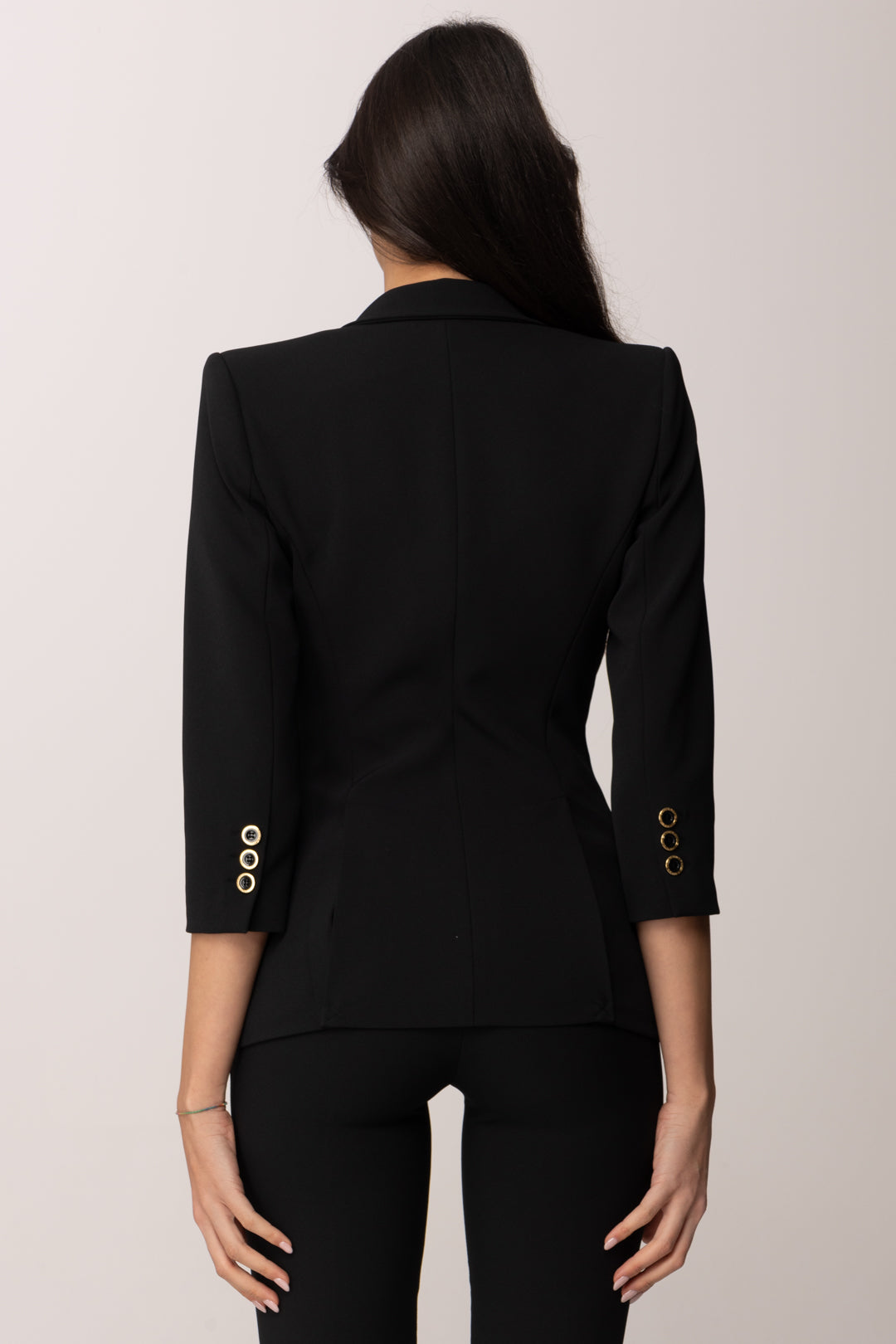 Elisabetta Franchi Giacca Essential Monopetto con Dettagli Logo GI21561E2 NERO