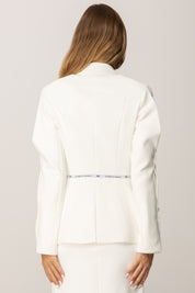 Elisabetta Franchi Giacca In Crêpe con Nastro Logo GI17156E2 AVORIO