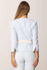 Elisabetta Franchi Giacca In Crepe con Baschina e Tasche GIT0156E2 STARLIGHT/MILK