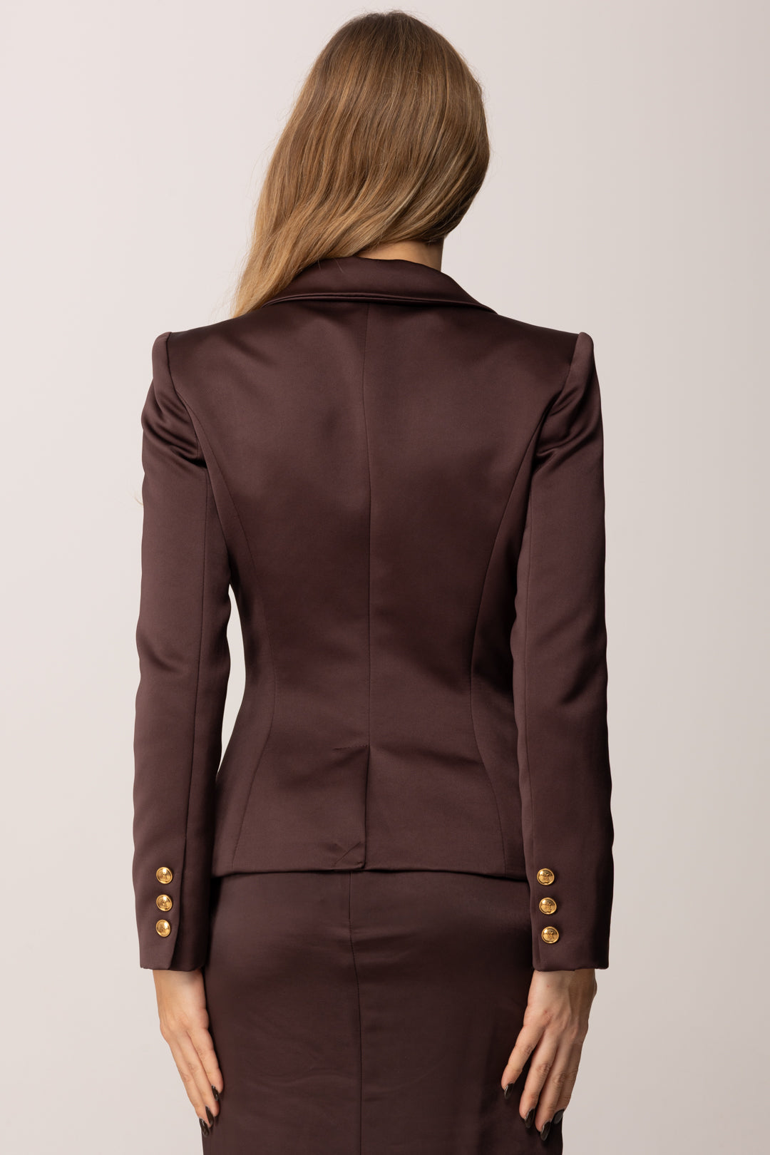 Elisabetta Franchi Giacca In Duchesse Sfiancata con Doppiopetto GI18657E2 MERLOT