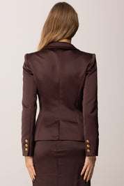 Elisabetta Franchi Giacca In Duchesse Sfiancata con Doppiopetto GI18657E2 MERLOT