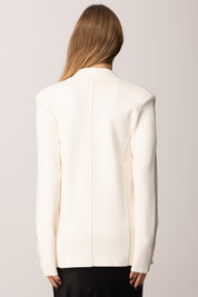 Elisabetta Franchi Giacca In Maglia Doppio Petto con Ricamo Ef MK52S57E2 MILK