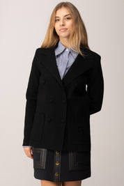 Elisabetta Franchi Giacca In Maglia Doppio Petto con Ricamo Ef MK52S57E2 NERO