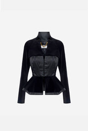 Elisabetta Franchi Giacca In Velluto con Bustier e Baschina GI25967E2 NERO