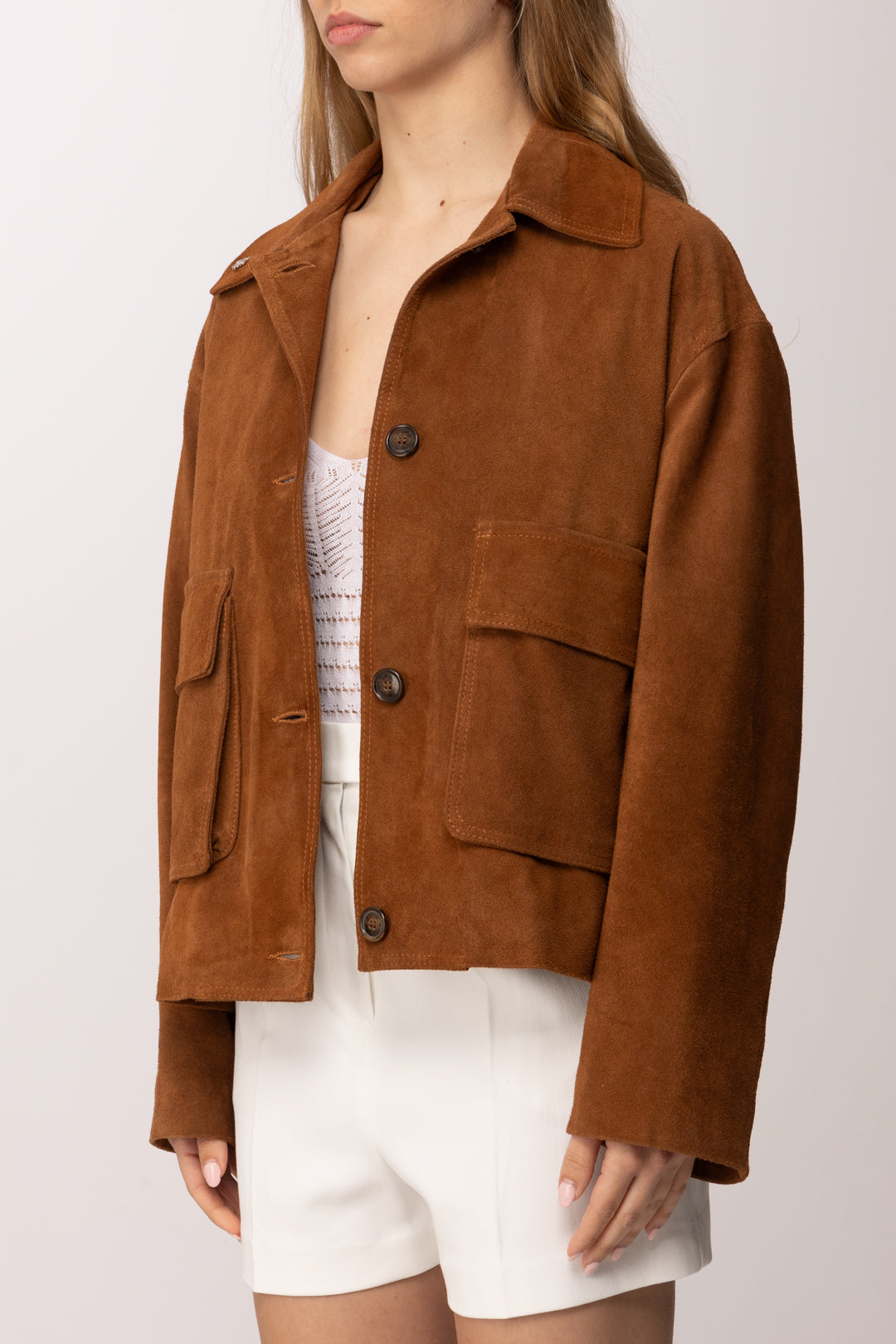 Aniye By Giacca Janis Over In Suede 185082 COGNAC