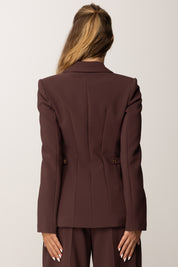 Elisabetta Franchi Giacca Monopetto con Accessorio Gioiello con Logo GI17556E2 MERLOT