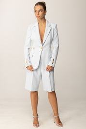 Elisabetta Franchi Giacca Monopetto con Accessorio Gioiello con Logo GI17556E2 STARLIGHT