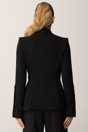 Elisabetta Franchi Giacca Sfiancata con Rever In Satin GI15456E2 NERO