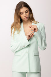 Patrizia Pepe Giacca Slim In Crêpe Sablé con Taglio Sartoriale 2S1554 A411 LIGHT AQUA