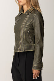 Khloè Femme Giacca effetto pelle sfiancata UF2309 MILITARE