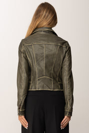 Khloè Femme Giacca effetto pelle sfiancata UF2309 MILITARE