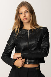 Khloè Femme Giacca in pelle con impunture FC12218 NERO