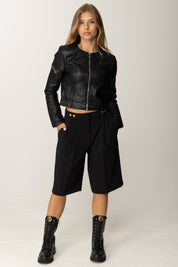 Khloè Femme Giacca in pelle con impunture FC12218 NERO